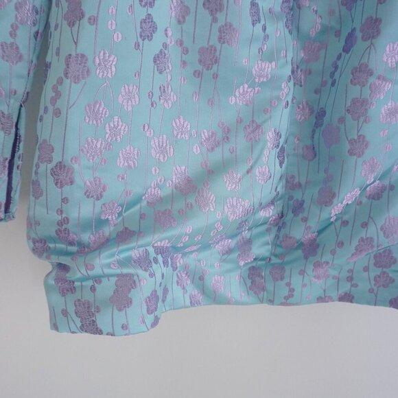 Sau Lee Jen Chinese Jacquard Blue w Purple Floral Mini Dress 6 - Picture 12 of 14